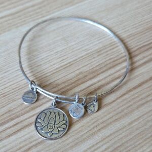 Alex and Ani Silver Lotus 2012 Charm Bangle Bracelet